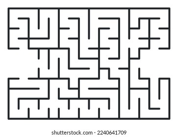 Abstract maze. Find right way. Isolated simple square maze black line on white background. Vector illustration.