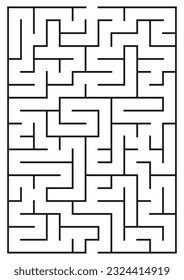 Abstract maze. Find right way. Isolated simple square maze black line on white background. Vector illustration.