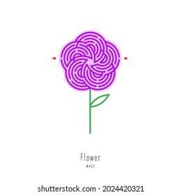 Abstract maze flower. Educational game for children, logic and thinking. Color puzzle. Labyrinth conundrum. Vector illustration isolated on white background. One Entrance, One Exit. 