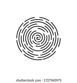 Abstract maze futuristic linear spiral. Archimedean spiral. Isolated illustration on white background. Vector.