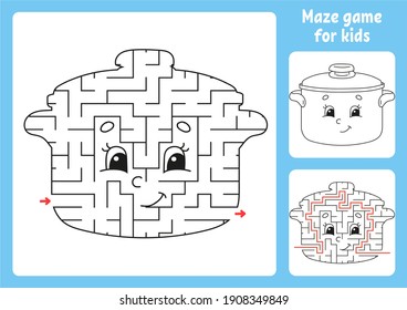 Abstract maze. Game for kids. Puzzle for children. Labyrinth conundrum. Find the right path. Education worksheet. With answer.