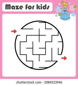 Abstract maze. Game for kids. Puzzle for children. Cartoon style. Labyrinth conundrum. Color vector illustration. Find the right path. Cute character.