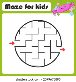 Abstract maze. Game for kids. Puzzle for children. Coon style. Labyrinth conundrum. Color vector illustration. Find the right path. Cute character.