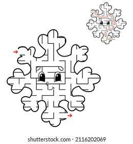 Abstract maze. Game for kids. Puzzle for children. Labyrinth conundrum. Find the right path. Education worksheet. With answer. Christmas theme.