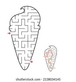 Abstract maze. Game for kids. Puzzle for children. Labyrinth conundrum. Find the right path. Education worksheet. With answer.