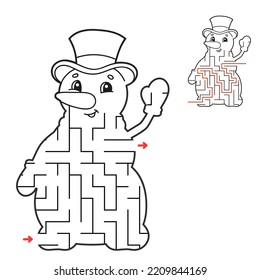 Abstract maze. Game for kids. Puzzle for children. Labyrinth conundrum. Find the right path. Education worksheet. With answer. Christmas theme.