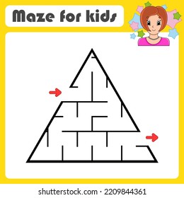 Abstract maze. Game for kids. Puzzle for children. cartoon style. Labyrinth conundrum. Find the right path. Cute character. Vector illustration.