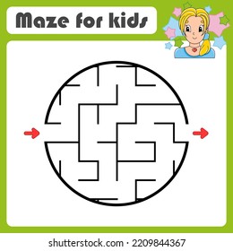Abstract maze. Game for kids. Puzzle for children. cartoon style. Labyrinth conundrum. Find the right path. Cute character. Vector illustration.