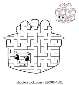 Abstract maze. Game for kids. Puzzle for children. Labyrinth conundrum. Find the right path. Education worksheet. With answer. Christmas theme.