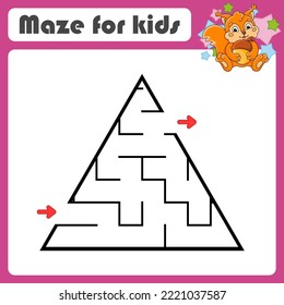 Abstract maze. Game for kids. Puzzle for children. cartoon style. Labyrinth conundrum. Find the right path. Cute character. Vector illustration.