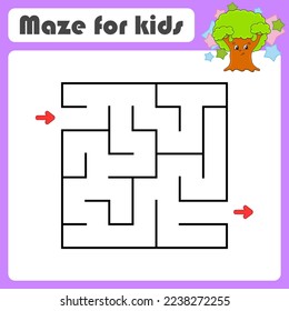 Abstract maze. Game for kids. Puzzle for children. cartoon style. Labyrinth conundrum. Color vector illustration. Find the right path. Cute character.