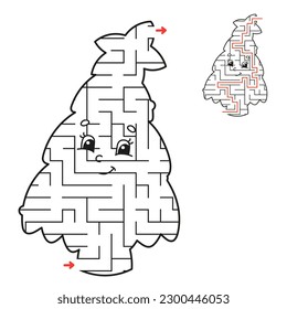 Abstract maze. Game for kids. Puzzle for children. Labyrinth conundrum. Find the right path. Education worksheet. With answer. Christmas theme.