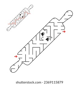 Abstract maze. Game for kids. Puzzle for children. Labyrinth conundrum. Find the right path. Education worksheet. With answer.