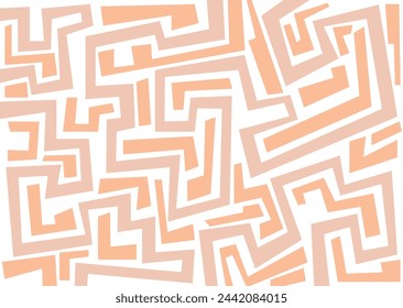 Abstract maze geometric background. Hand drawn seamless pattern with bold square lines.