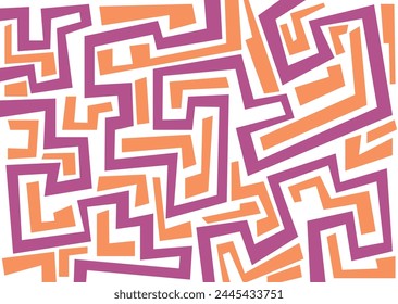 Abstract maze geometric background. Hand drawn seamless pattern with bold square lines.