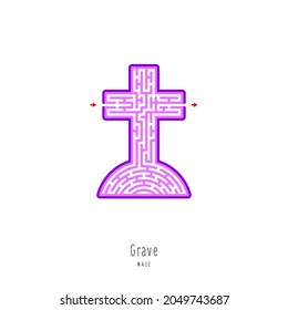 Abstract maze grave. Game for children and parents. Puzzle for kids. Labyrinth conundrum. Flat vector illustration isolated on white background. One Entrance, One Exit.