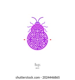 Abstract maze insect. Educational game for children, logic and thinking. Color puzzle. Labyrinth conundrum. Vector illustration isolated on white background. One Entrance, One Exit. 
