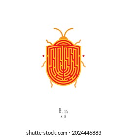 Abstract maze insect. Educational game for children, logic and thinking. Color puzzle. Labyrinth conundrum. Vector illustration isolated on white background. One Entrance, One Exit. 