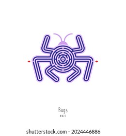 Abstract maze insect. Educational game for children, logic and thinking. Color puzzle. Labyrinth conundrum. Vector illustration isolated on white background. One Entrance, One Exit. 