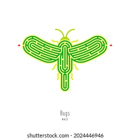 Abstract maze insect. Educational game for children, logic and thinking. Color puzzle. Labyrinth conundrum. Vector illustration isolated on white background. One Entrance, One Exit. 