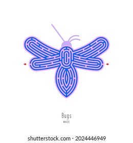 Abstract maze insect. Educational game for children, logic and thinking. Color puzzle. Labyrinth conundrum. Vector illustration isolated on white background. One Entrance, One Exit. 