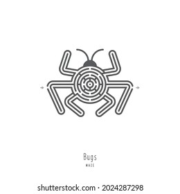 Abstract maze insect. Game for children and parents. Puzzle for kids. Labyrinth conundrum. Flat vector illustration isolated on white background. One Entrance, One Exit. 