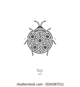 Abstract maze insect. Game for children and parents. Puzzle for kids. Labyrinth conundrum. Flat vector illustration isolated on white background. One Entrance, One Exit. 