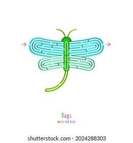 Resumen insecto de laberinto. Juego para niños y padres. Rompecabezas para los niños. El acertijo laberíntico. Ilustración vectorial plana aislada en fondo blanco. Una Entrada, Una Salida. 
