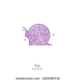 Abstract maze insect. Game for children and parents. Puzzle for kids. Labyrinth conundrum. Flat vector illustration isolated on white background. One Entrance, One Exit. 