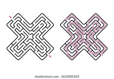 labirinto de labirinto abstrato com entrada e saída, labirinto vetorial 325