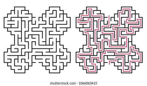 Abstract maze / labyrinth with entry and exit. Vector labyrinth 229.