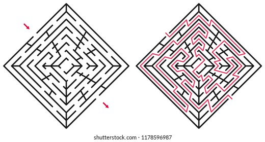 Abstract maze / labyrinth with entry and exit. Vector labyrint 241.