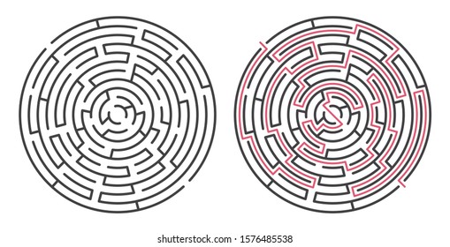 Abstract maze / labyrinth with entry and exit. Vector labyrinth 281.