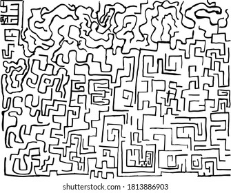 Abstract maze / labyrinth with entry and exit. Vector labyrinth. Manual labyrinth drawing. The game is a maze for fun.