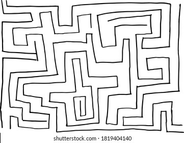 Abstract maze / labyrinth with entry and exit. Vector labyrinth. Manual labyrinth drawing. The game is a maze for fun.