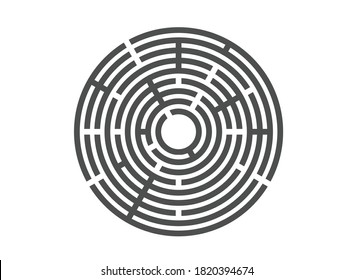 Abstract maze labyrinth with entry and exit. Vector labyrinth EPS 10.Labyrinth for a children's developmental magazine. Black vector silhouette on isolated white background.