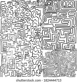 Abstract maze / labyrinth with entry and exit. Vector labyrinth. Manual labyrinth drawing. The game is a maze for fun.
