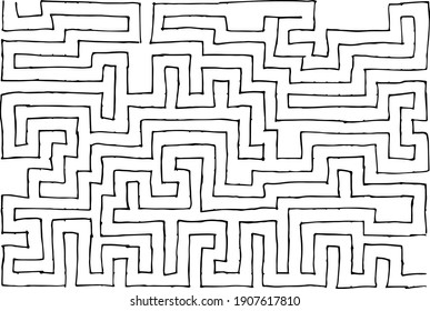 Abstract Maze, Labyrinth With Entry And Exit. Vector Labyrinth. Manual Labyrinth Drawing. The Game Is A Maze For Fun.