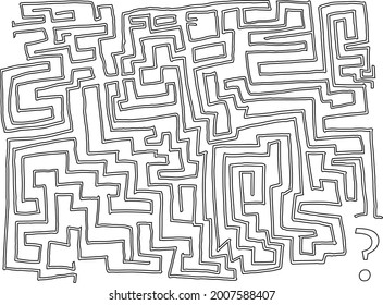 Abstract maze  labyrinth with entry and exit. Vector labyrinth. Manual labyrinth drawing. The game is a maze for fun.