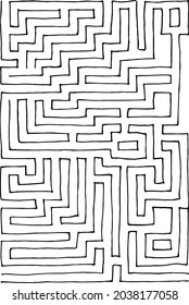 Abstract maze  labyrinth with entry and exit. Vector labyrinth. Manual labyrinth drawing. The game is a maze for fun.