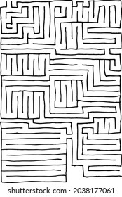 Resumen del laberinto de laberinto con entrada y salida. Laberinto vectorial. Dibujo manual del laberinto. El juego es un laberinto para la diversión.