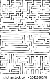 Abstract maze  labyrinth with entry and exit. Vector labyrinth. Manual labyrinth drawing. The game is a maze for fun.
