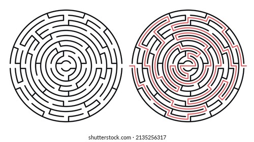 Resumen del laberinto de laberinto con entrada y salida. Laberinto vectorial 314.