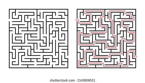 Abstract maze labyrinth with entry and exit. Vector labyrinth 302.