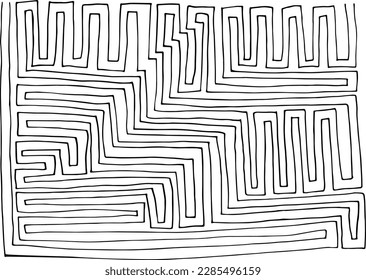 Abstract maze. labyrinth with entry and exit. The game is a maze for fun. Manual labyrinth drawing. Vector labyrinth. 