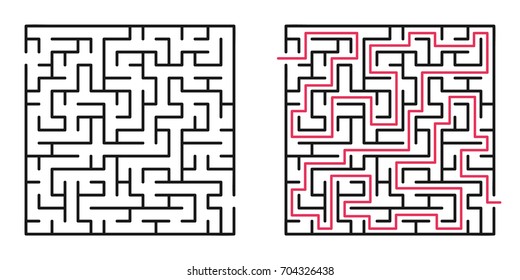 Abstract maze / labyrinth with entry and exit. Vector labyrinth 195.
