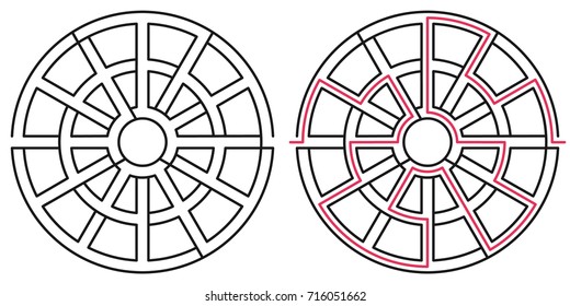 Abstract maze / labyrinth with entry and exit. Vector labyrinth 197.