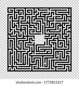 Abstract maze labyrinth on checked transparent background. Vector illustration. Eps 10 vector file.