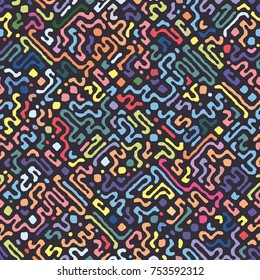 Abstract Maze Motif In Varied Shades. Seamless Pattern.