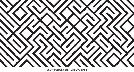 Abstract maze pattern black and white background